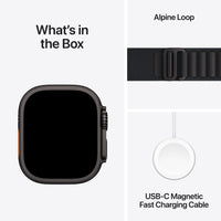 Apple Watch Ultra 3 (GPS + Cellular) 49 mm musta titaanikuori ja musta Alpine-ranneke, keskikokoinen