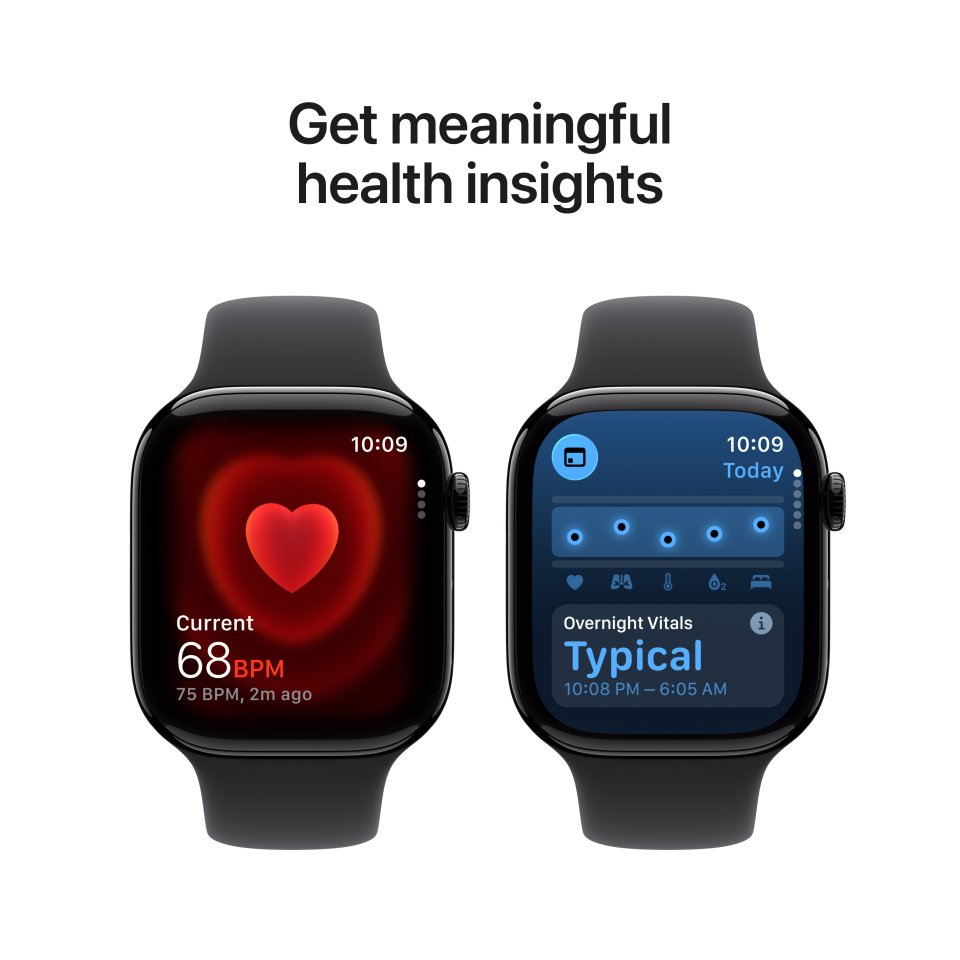 Apple Watch Series 11 (GPS + Cellular) 46 mm peilimusta alumiinikuori ja musta urheiluranneke, M/L