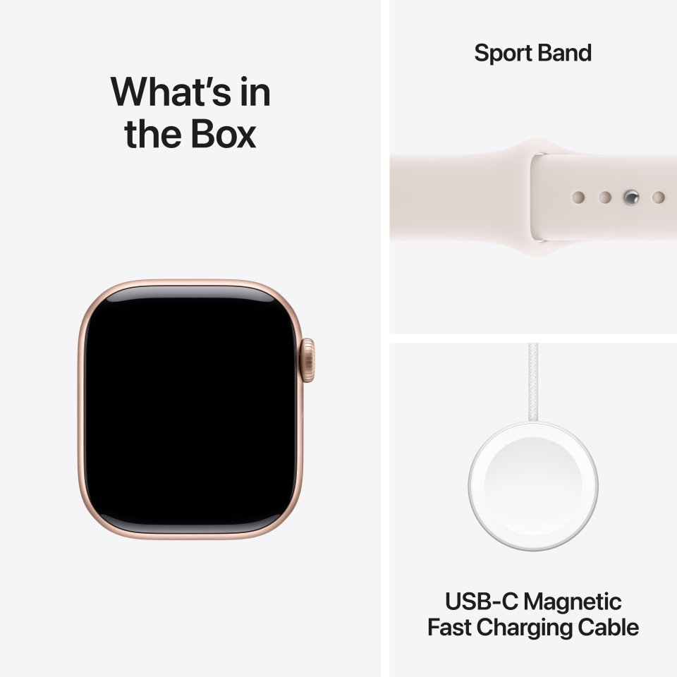 Apple Watch Series 11 (GPS + Cellular) 42 mm ruusukulta alumiinikuori ja punanhäivä urheiluranneke, S/M