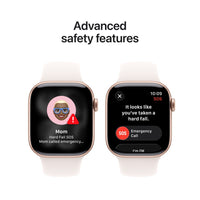 Apple Watch Series 11 (GPS + Cellular) 42 mm ruusukulta alumiinikuori ja punanhäivä urheiluranneke, S/M