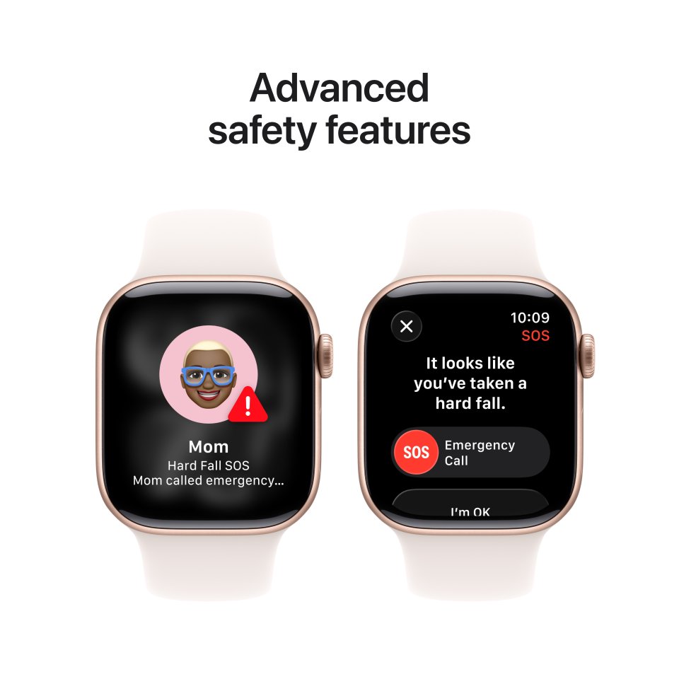 Apple Watch Series 11 (GPS + Cellular) 42 mm ruusukulta alumiinikuori ja punanhäivä urheiluranneke, S/M