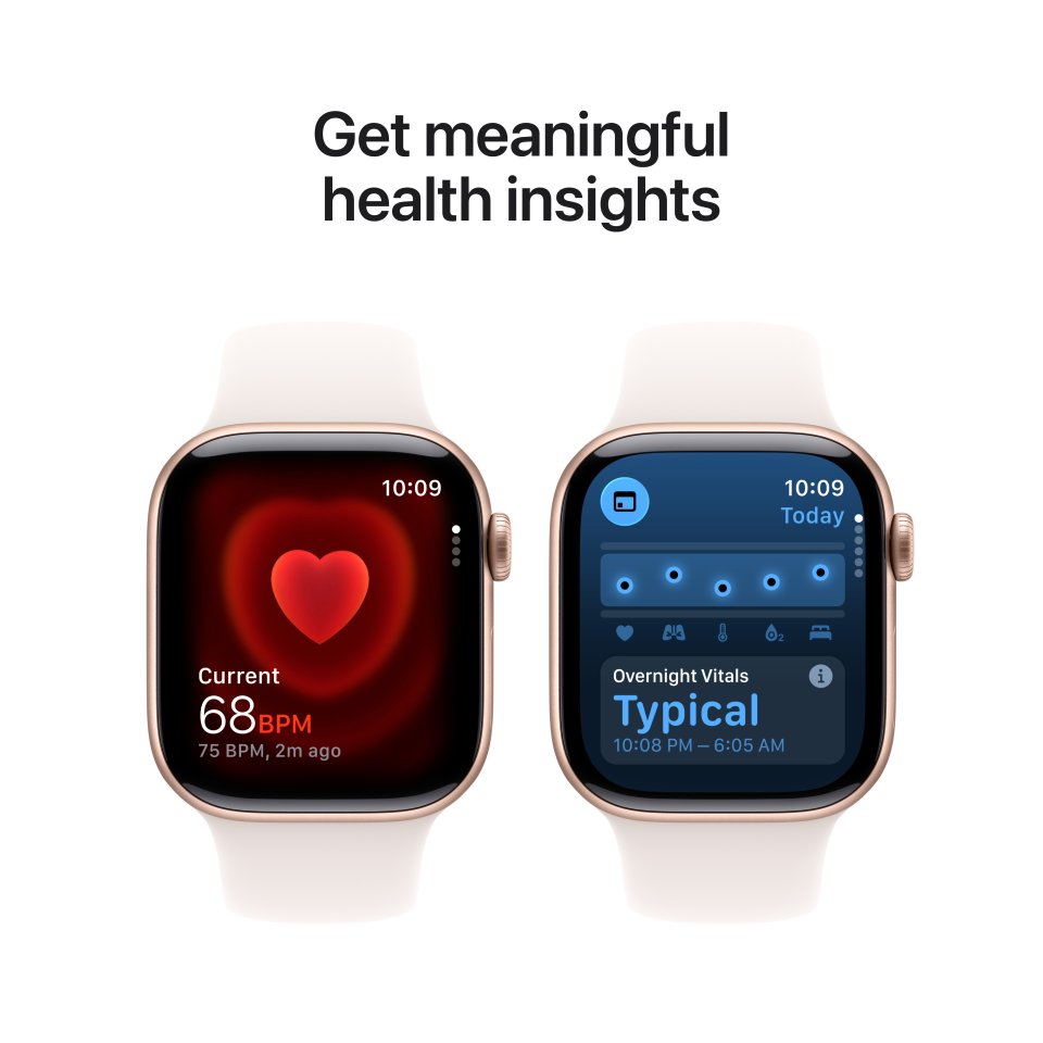 Apple Watch Series 11 (GPS + Cellular) 42 mm ruusukulta alumiinikuori ja punanhäivä urheiluranneke, S/M