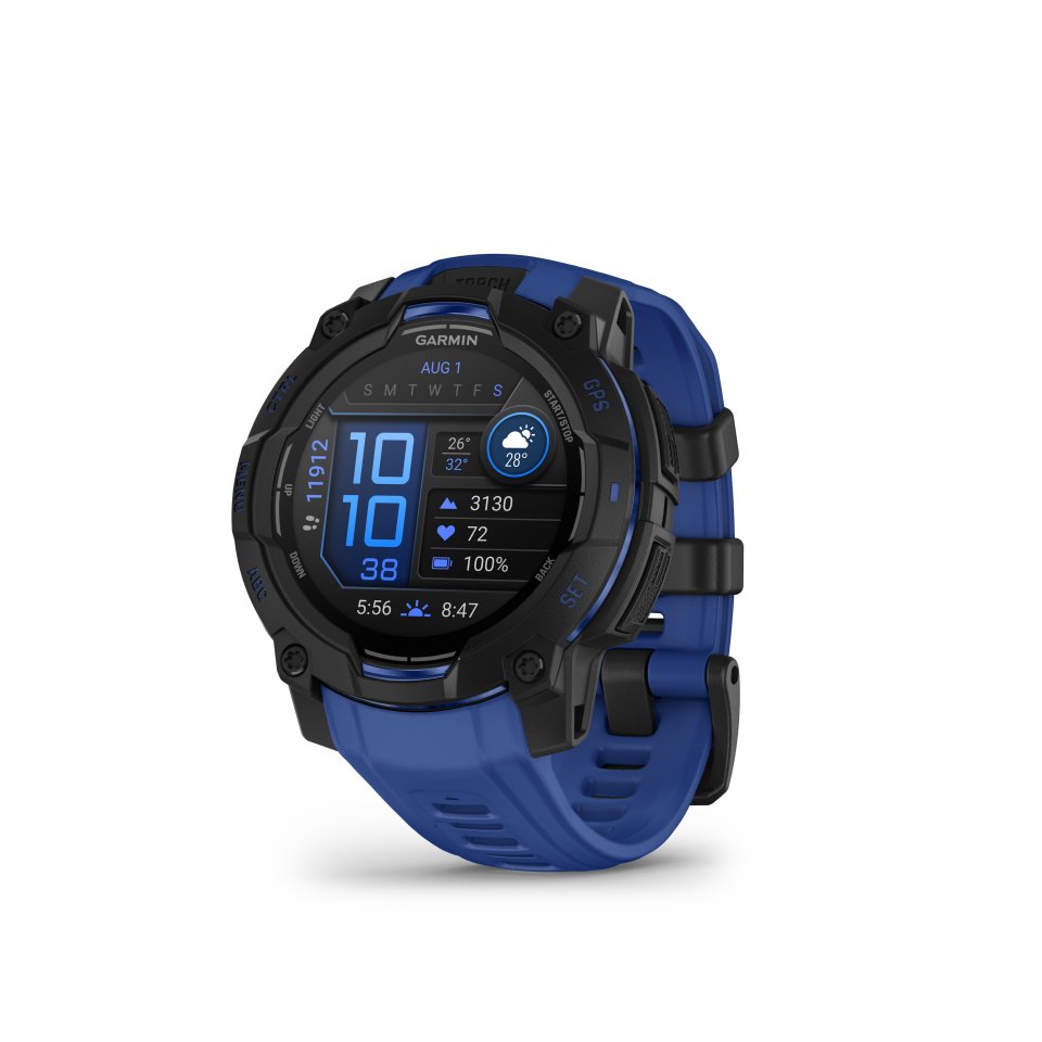 Garmin Instinct 3 urheilukello, 45 mm, musta / Bolt Blue