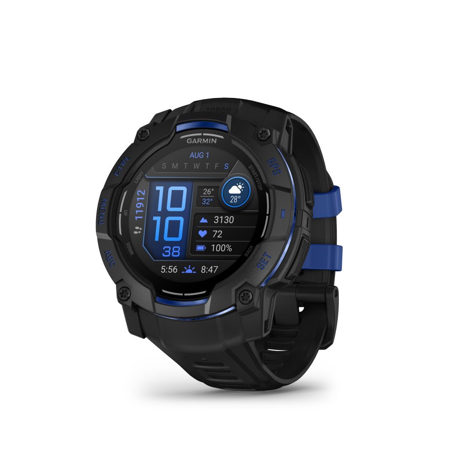 Garmin Instinct 3 urheilukello, 50 mm, musta / Bolt Blue