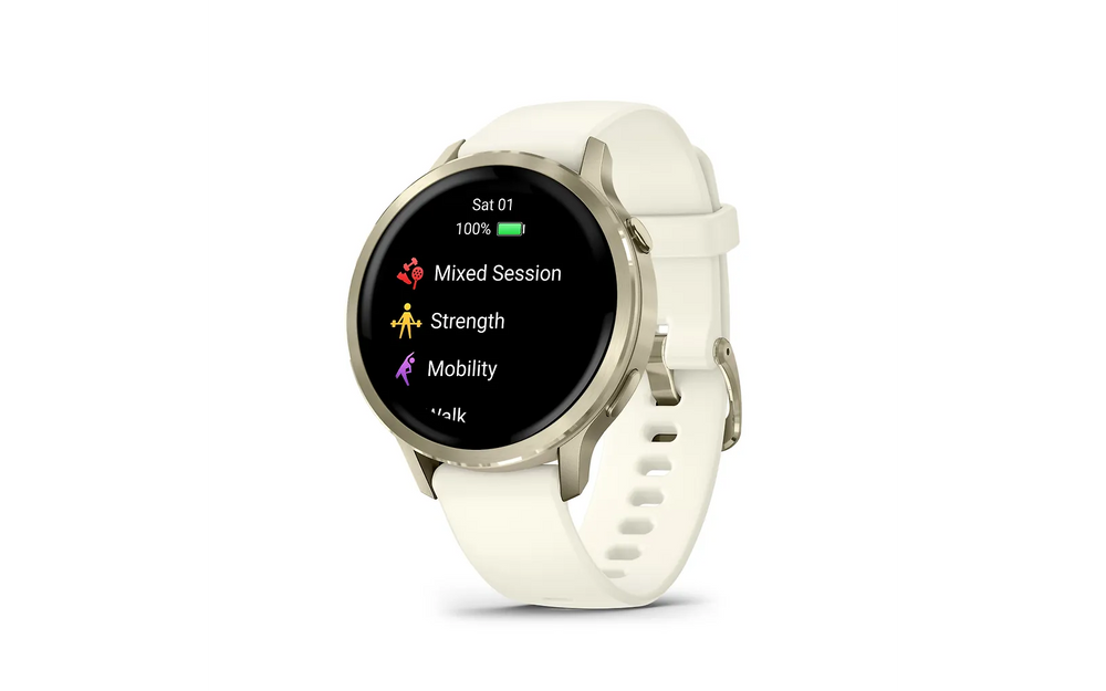 Garmin Venu 4 älykello, 41 mm, vaalea kulta / luunvärinen ranneke