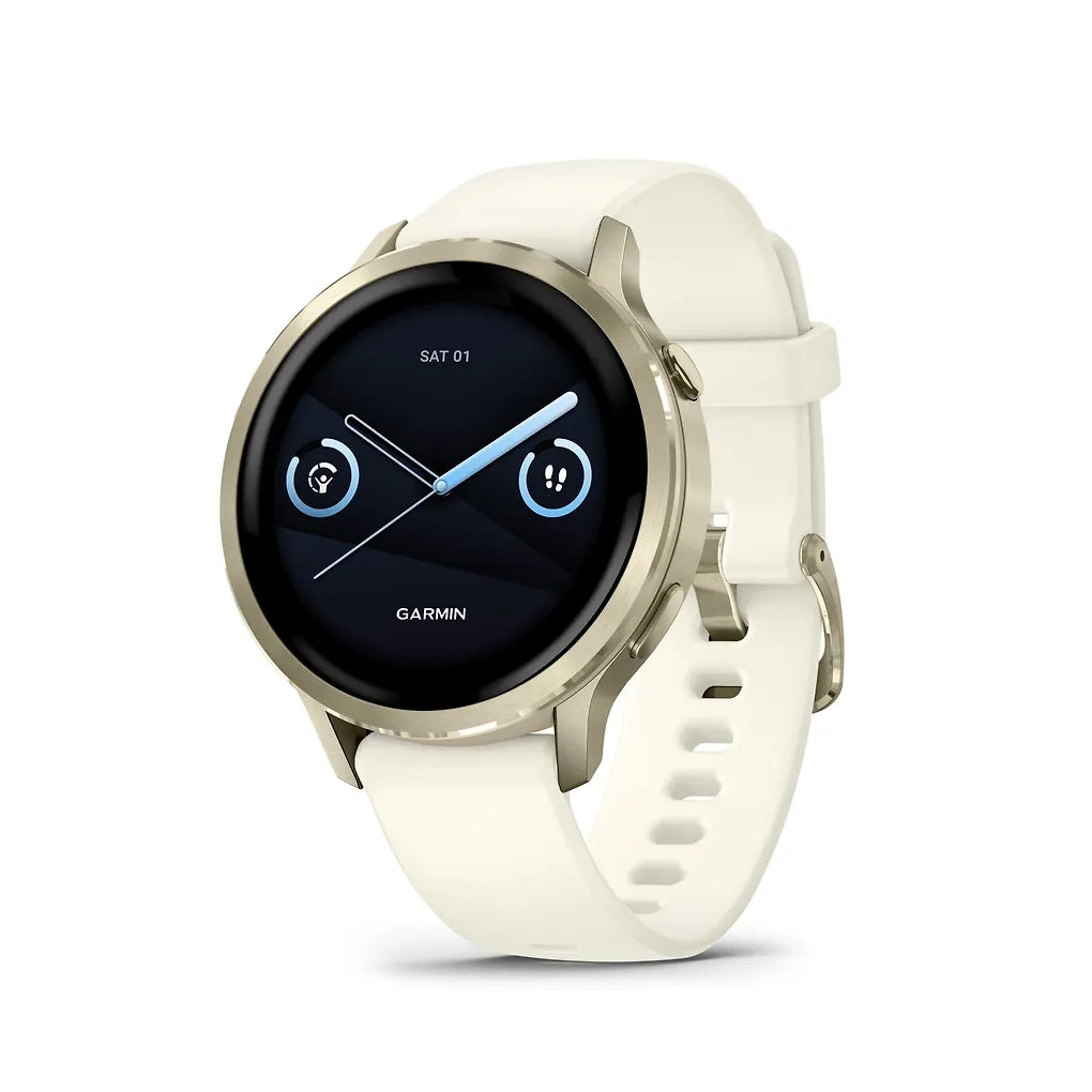 Garmin Venu 4 älykello, 41 mm, vaalea kulta / luunvärinen ranneke - E-store.fi