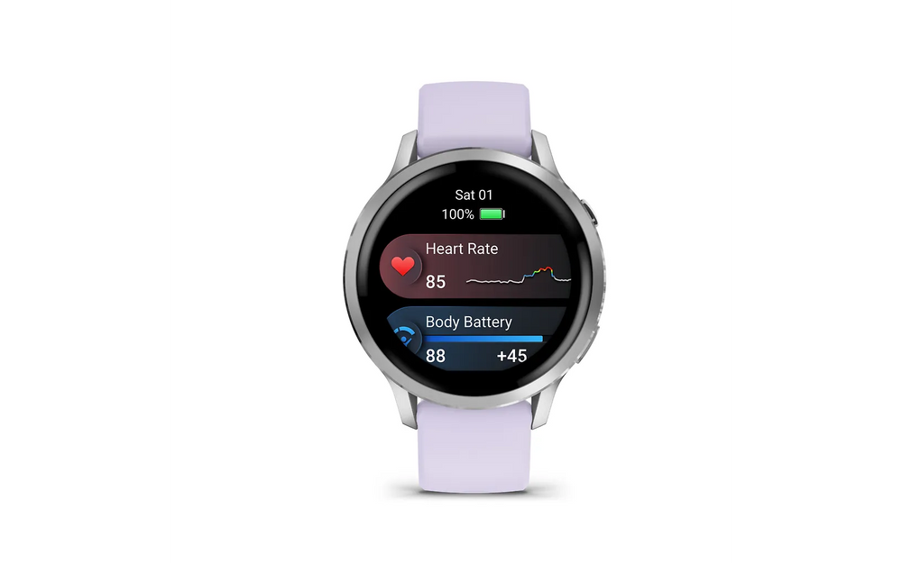 Garmin Venu 4 älykello, 41 mm, hopea / violetti ranneke