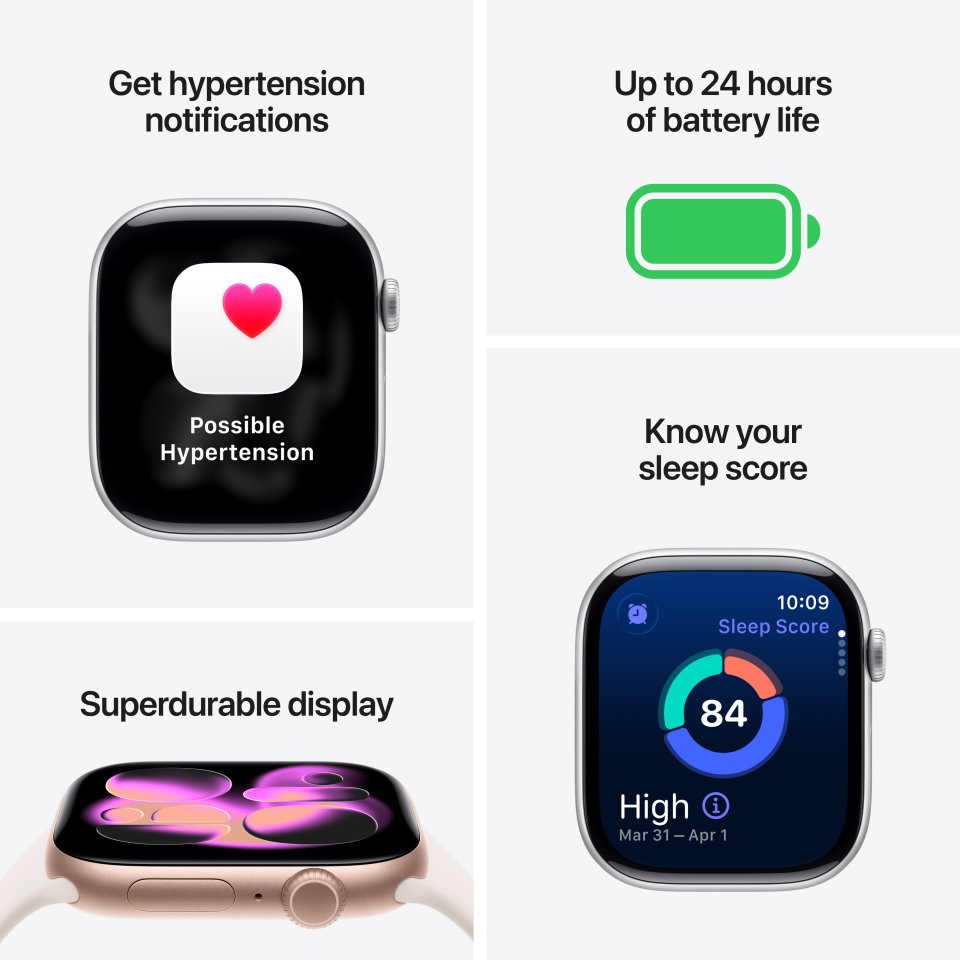 Apple Watch Series 11 (GPS) 46 mm tähtiharmaa alumiinikuori ja musta urheiluranneke, S/M