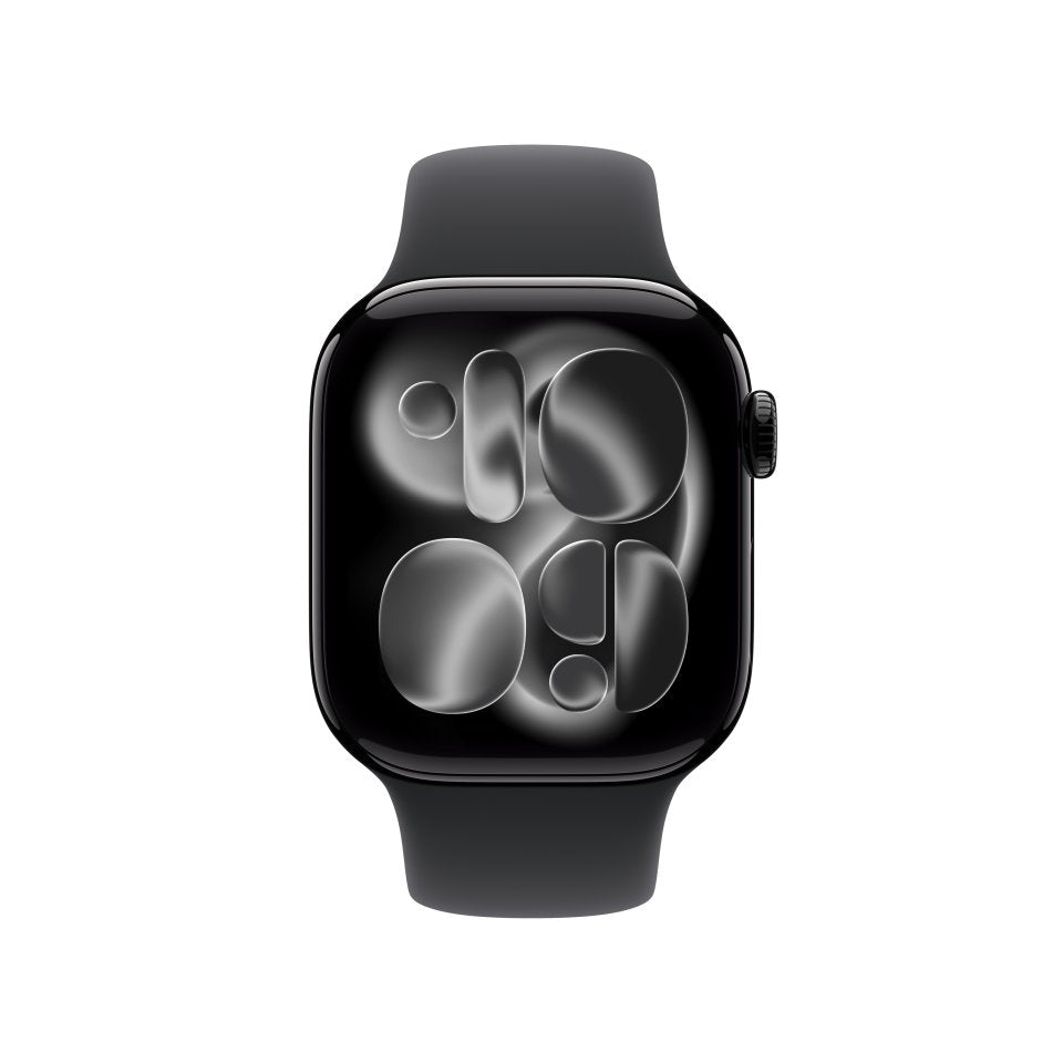 Apple Watch Series 11 (GPS + Cellular) 42 mm peilimusta alumiinikuori ja musta urheiluranneke, S/M