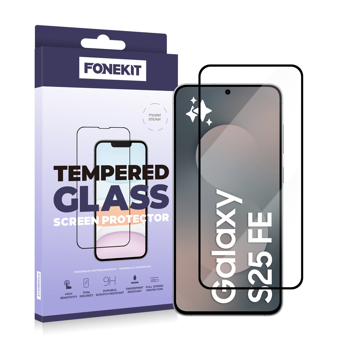 FoneKit Full Cover panssarilasi, Samsung Galaxy S25 FE / S26 FE – kuva 1