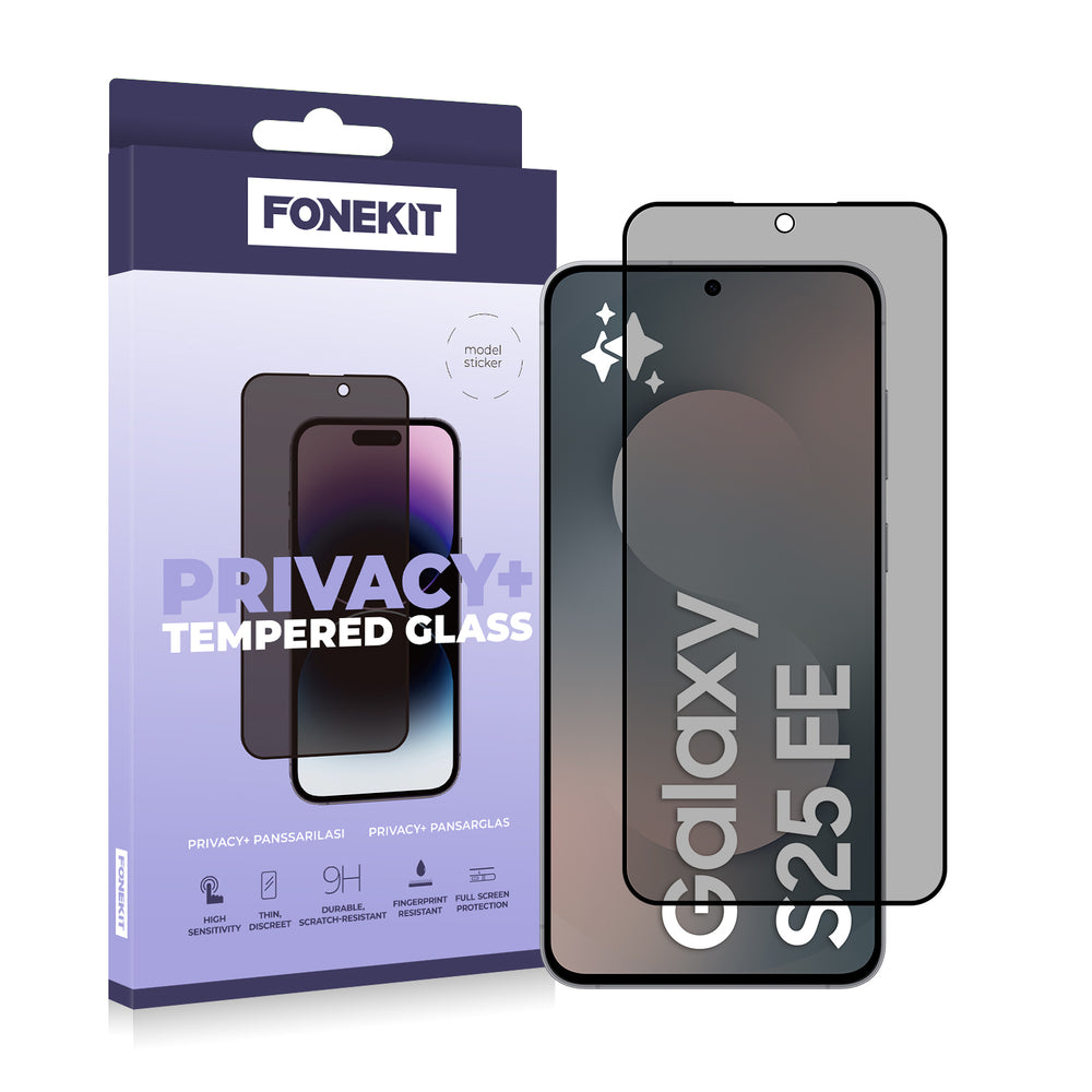 FoneKit Privacy+ Full Cover panssarilasi, Samsung Galaxy S25 FE / S26 FE – kuva 1