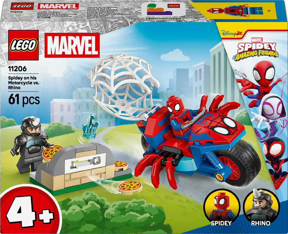 LEGO Marvel Spidey 11206 - Spidey jahtaa Rhinoa moottoripyörällään – kuva 1