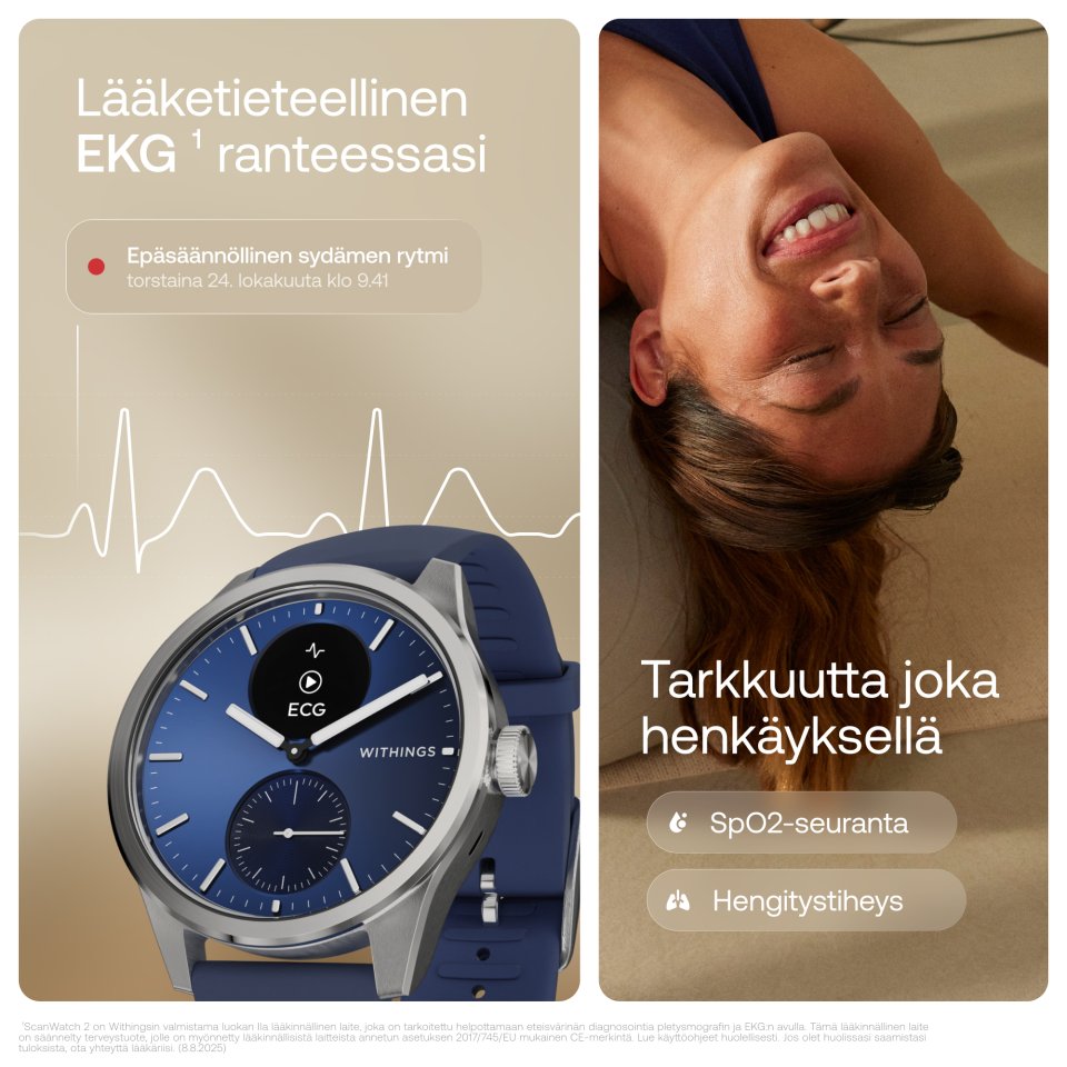 Withings Scanwatch 2 älykello, 42 mm, sininen