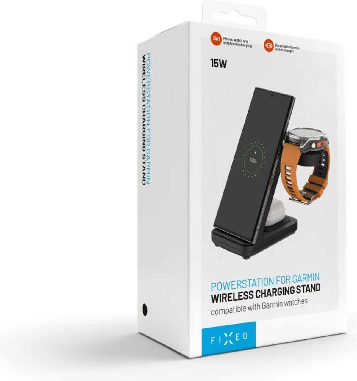 FIXED 3-in-1 langaton latausasema Garmin-kellolle, musta – kuva 5