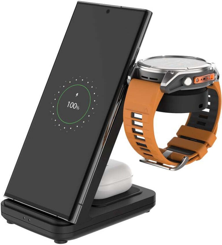 FIXED 3-in-1 langaton latausasema Garmin-kellolle, musta – kuva 1