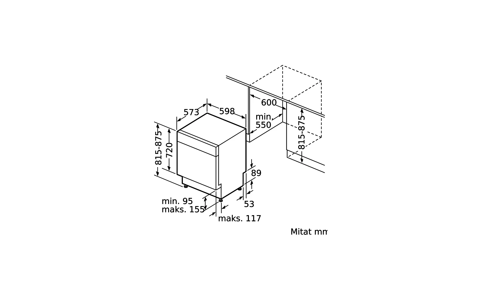 Siemens SN43HS03TE iQ300 työtason alle sijoitettava astianpesukone, 60 cm, harjattu teräs