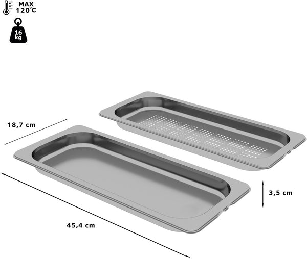 Siemens HZ66D52 Gastronorm-astia, 35 x 454 x 187 mm, terästä, konepestävä – kuva 2