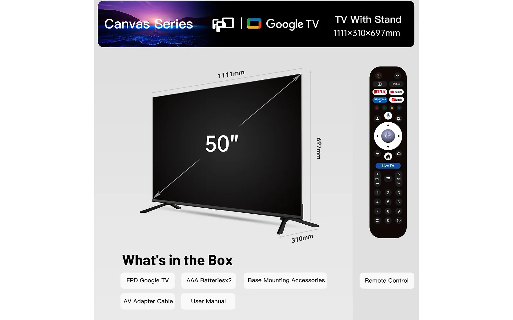 FPD 50" D900 – 4K LED Google TV