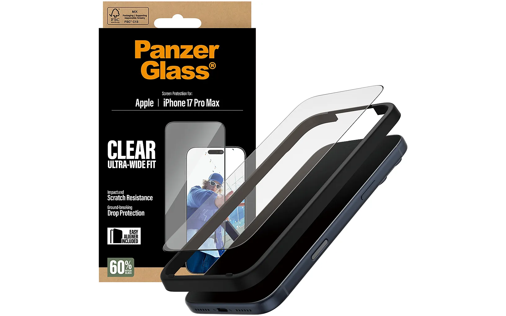 PanzerGlass Ultra-Wide Fit panssarilasi, iPhone 17 Pro Max
