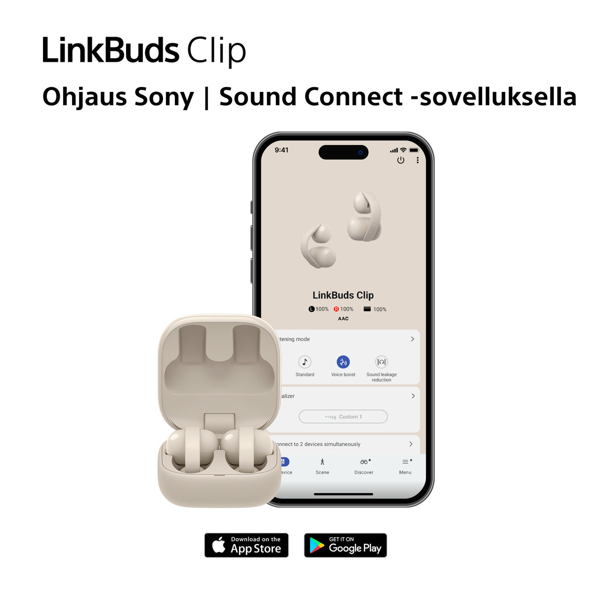Sony LinkBuds Clip open-ear kuulokkeet, musta – kuva 10