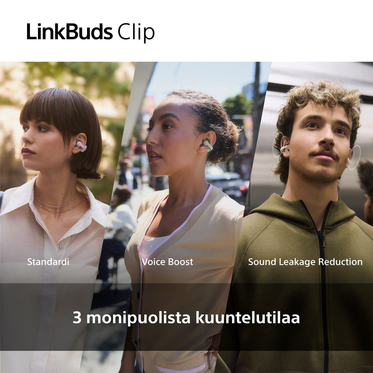 Sony LinkBuds Clip open-ear kuulokkeet, musta – kuva 5