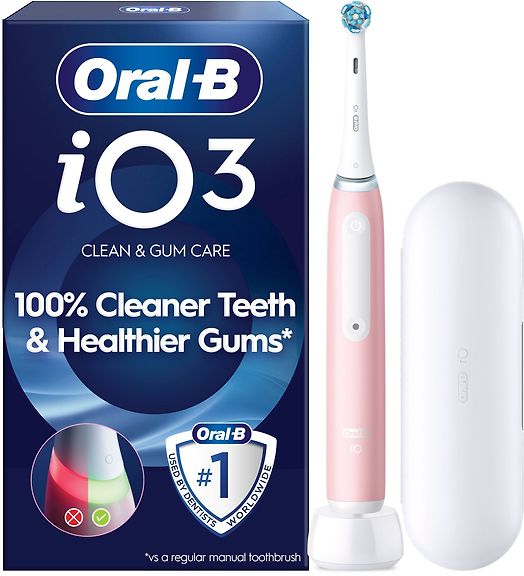 Oral-B iO3 sähköhammasharja, vaaleanpunainen + matkakotelo – kuva 1