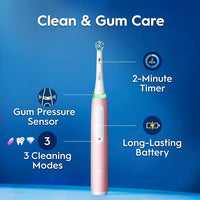 Oral-B iO3 sähköhammasharja, vaaleanpunainen + matkakotelo – kuva 3