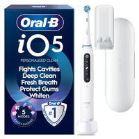 Oral-B iO5 sähköhammasharja, valkoinen + matkakotelo – kuva 1