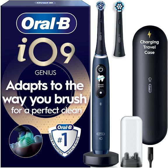 Oral-B iO9 sähköhammasharja, sininen + lataava matkakotelo – kuva 1