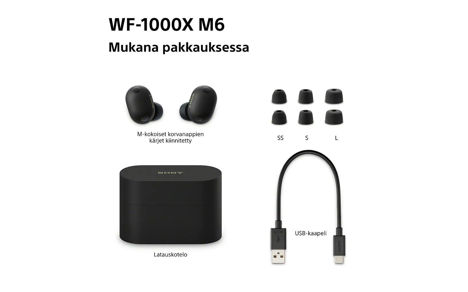 Sony WF-1000XM6 langattomat vastamelunappikuulokkeet, musta