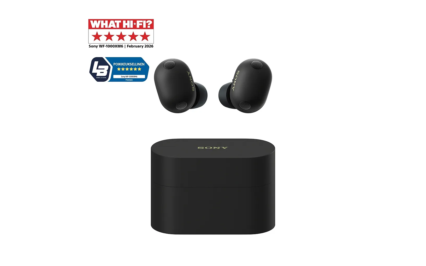 Sony WF-1000XM6 langattomat vastamelunappikuulokkeet, musta