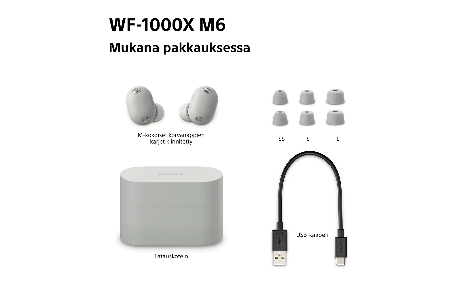 Sony WF-1000XM6 trådlösa brusreducerande in-ear-hörlurar, silver