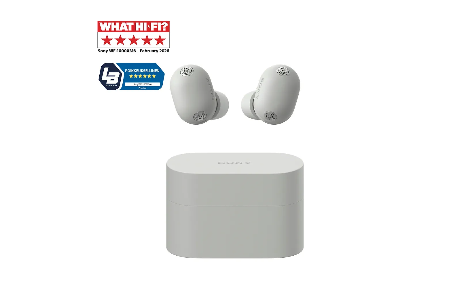 Sony WF-1000XM6 trådlösa brusreducerande in-ear-hörlurar, silver
