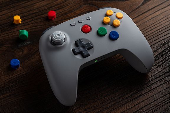 8BitDo 64 Bluetooth peliohjain, harmaa, Switch / PC – kuva 8