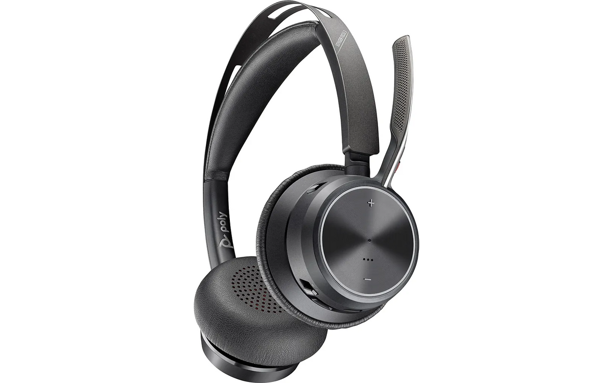 Poly Voyager Focus 2 -Bluetooth-kuulokemikrofoni lataustelineellä, UC