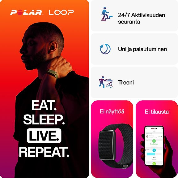 Polar Loop aktiivisuusranneke, S-L, musta