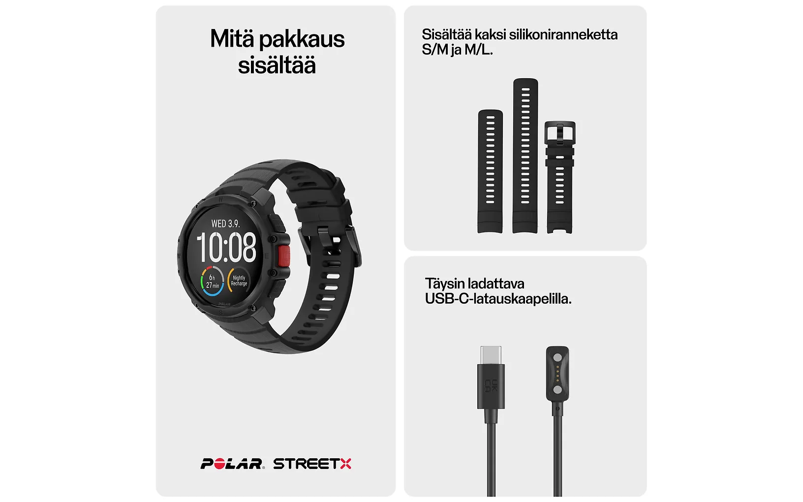 Polar Street X sportklocka, svart