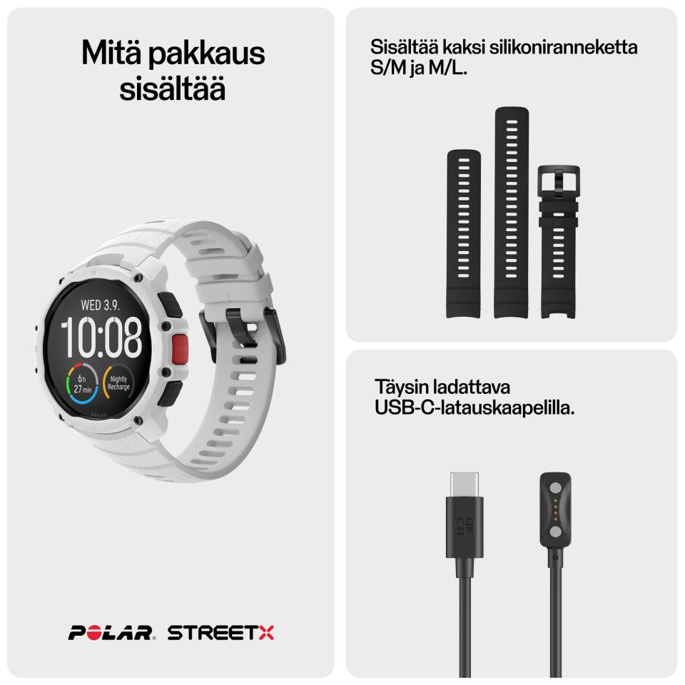 Polar Street X urheilukello, valkoinen
