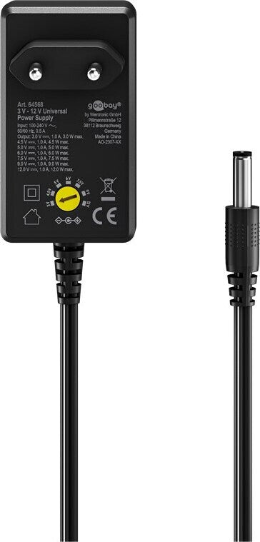 Goobay yleisvirtalähde 3–12 V, 27 W, 2,25 A
