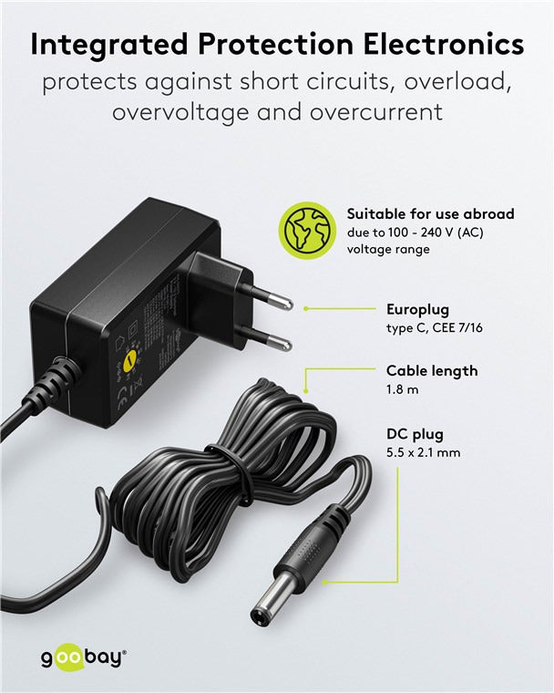 Goobay yleisvirtalähde 3–12 V, 27 W, 2,25 A