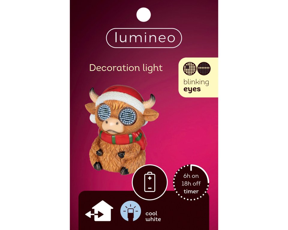 Lumineo LED-jakkikoriste liikkuvilla valosilmillä, 15 cm, sisä- ja ulkokäyttöön