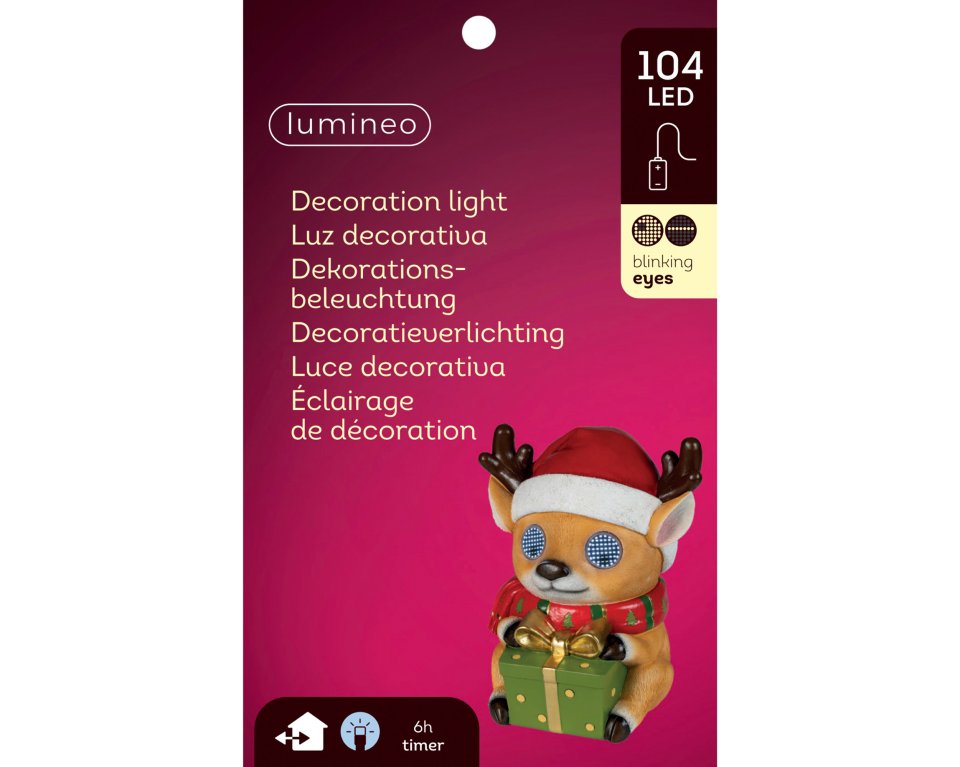 Lumineo LED-porokoriste liikkuvilla valosilmillä, 35 cm, sisä- ja ulkokäyttöön