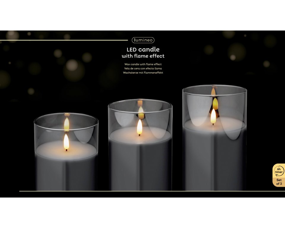 Lumineo paristokäyttöinen LED-kynttiläsetti ajastimella