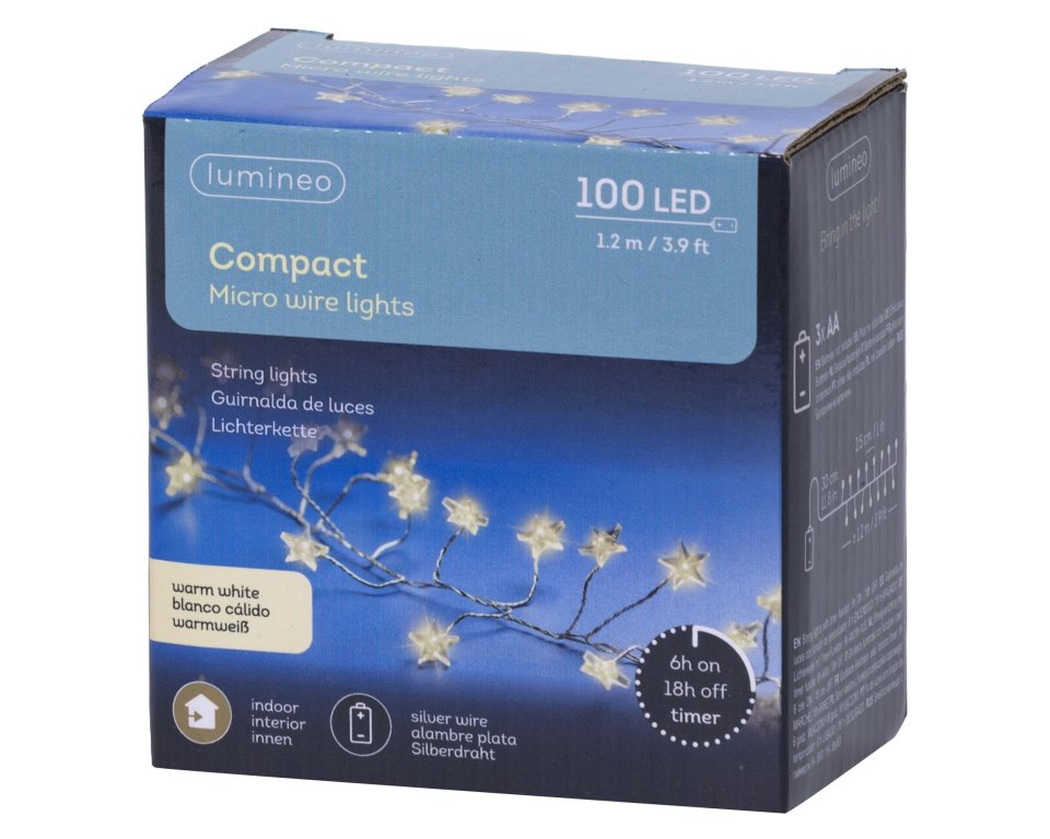 Lumineo kompakti Micro LED -tähtivalosarja, paristokäyttöinen