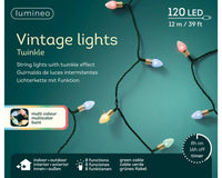 Lumineo Retro twinkle koristevalosarja, monivärinen, 11,9 metriä, sisä- ja ulkokäyttöön