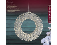 Lumineo hopeinen LED-valokranssi valoilla, 40 cm, sisä- ja ulkokäyttöön