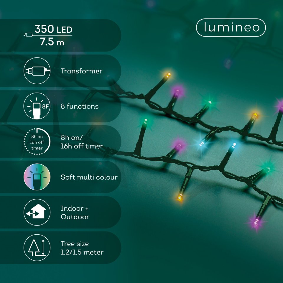 Lumineo Compact twinkle koristevalosarja, monivärinen, sisä- ja ulkokäyttöön