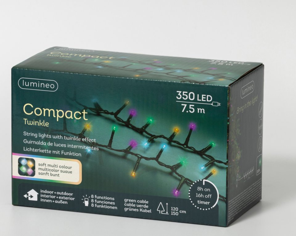Lumineo Compact twinkle koristevalosarja, monivärinen, sisä- ja ulkokäyttöön