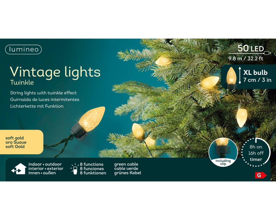 Lumineo vintage LED-kuusenkoristevalosarja sisä- ja ulkokäyttöön