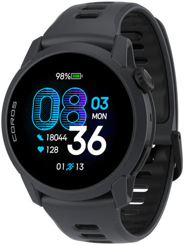 Coros Watch Pace 4 urheilukello, musta silikonirannekkeella
